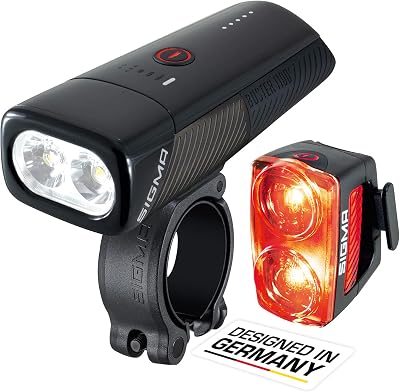 SIGMA – Buster 1100FL /Buster 1100 HL/Buster 1100 con Juego de Luces traseras Buster 150 RL | luz LED para Bicicleta de 1100 lúmenes | luz Delantera Recargable con Cinco Modos de iluminación