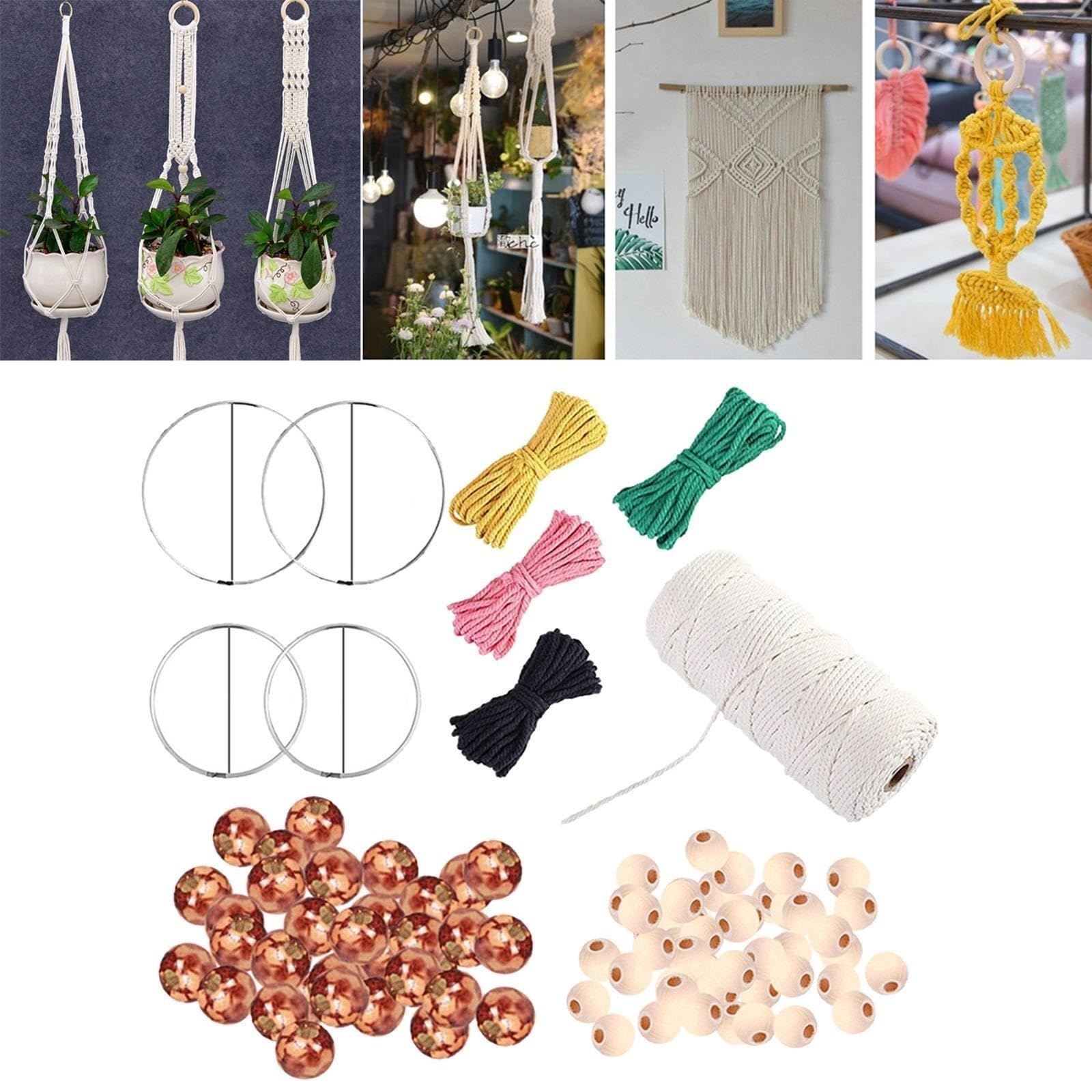 Kit De Macramé Con Borlas De Bricolaje Kit de cordón de macramé for manualidades, cuentas de cuerda trenzadas de algodón for colgar en la pared, manualidades for adultos y principiantes Para La Decora