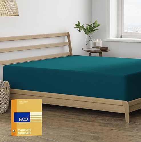 Miniatura 16 de Thread Spread Sábana bajera ajustable 100% algodón tamaño Queen – Sábana bajera de algodón de 600 hilos tamaño Queen, lujosamente suave, duradera