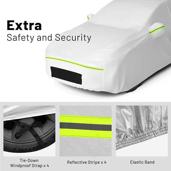 Favoto Car Cover for Tesla Model-Y - Custom Fit Vehicle Cover 6 Layers Waterproof All Weather Outdoor Rain Snow Sun Protection with Ventilated Mesh Charging Port Door Zipper