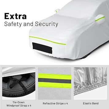Favoto Car Cover for Tesla Model-Y - Custom Fit Vehicle Cover 6 Layers Waterproof All Weather Outdoor Rain Snow Sun Protection with Ventilated Mesh Charging Port Door Zipper