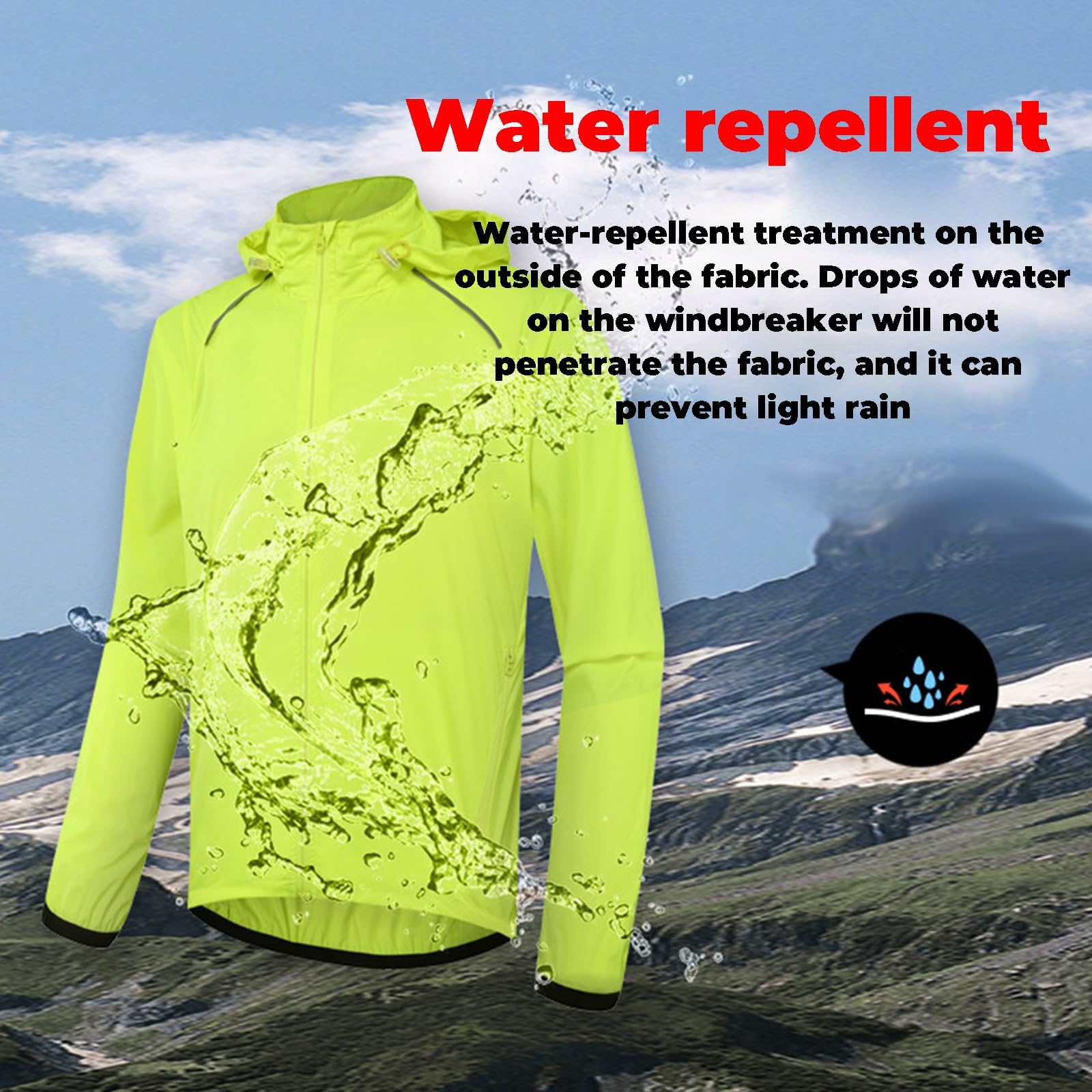 Chaqueta Impermeable Ciclismo Running Para Hombre,Reflectante,Plegable,Transpirable,Ligera