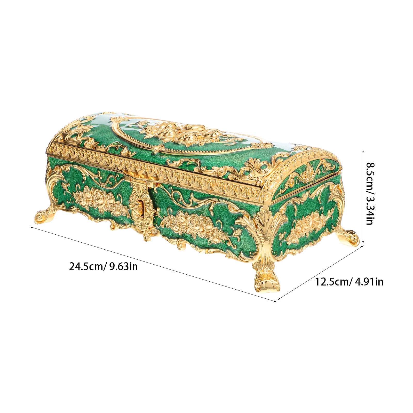 Zerodeko Schmuckkästchen Vintage im Europäischen Stil aus Grünem Metall Elegante Schmuckbox zur Aufbewahrung und Präsentation von Schmuck dem Schminktisch