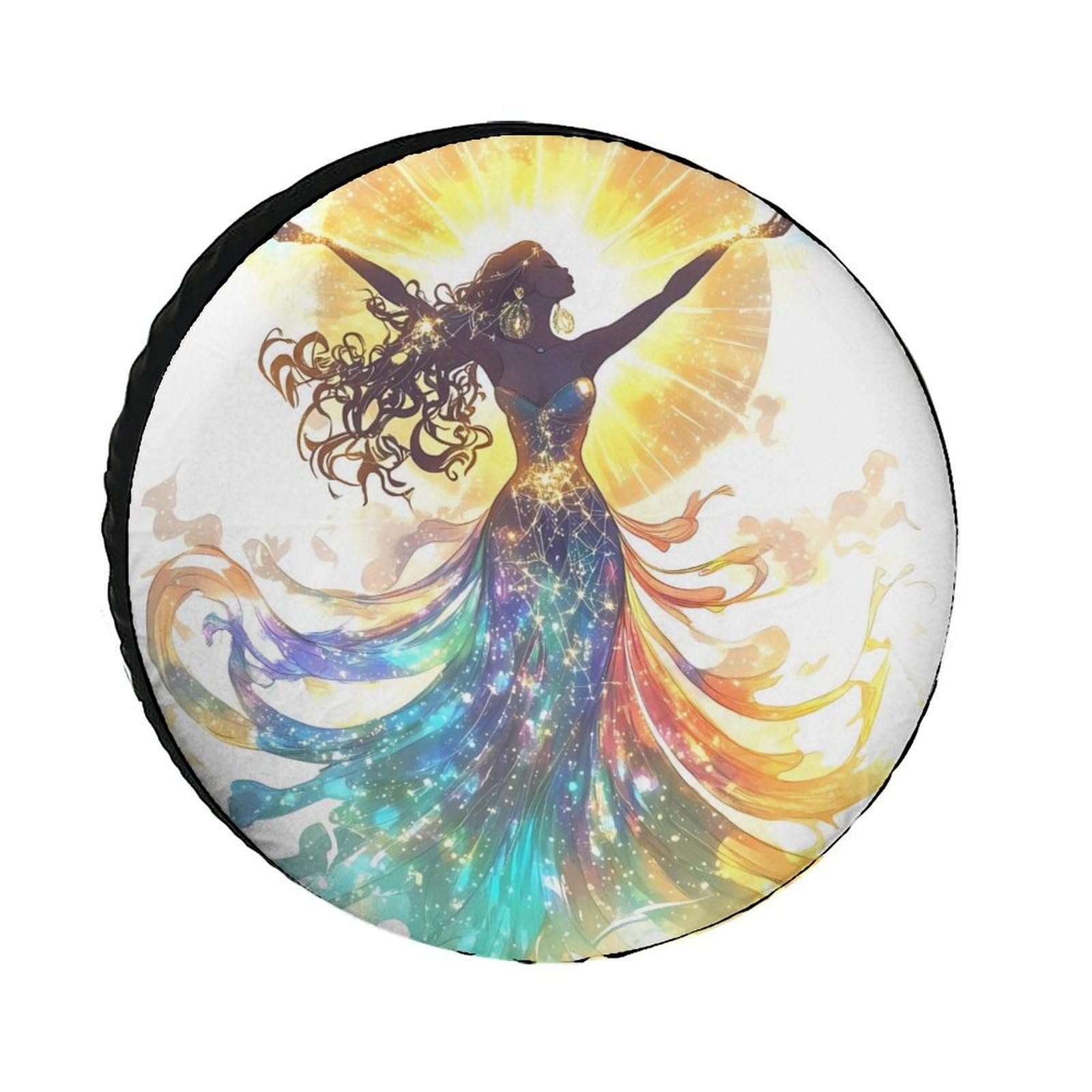 African Goddess of Life Sun Spare Tire Cover Oxford Waterproof Wheel Protectors Universal Car Accessories 34inch