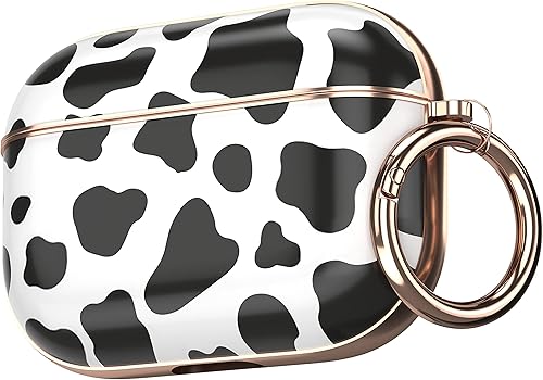 Vista 29 de Maxjoy Funda compatible con AirPods Pro, funda con diseño de vaca clara para mujeres y niñas, bonita funda protectora suave con llavero compatible