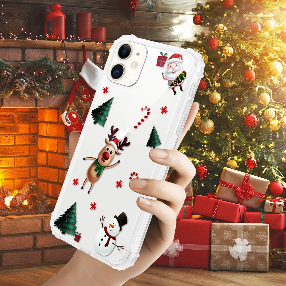Caka Christmas Case for iPhone 11, iPhone 11 Clear Floral Case with Christmas Design for Girls Women Girly Cute Slim Soft TPU Transparent Protective Case for iPhone 11 (Christmas Tree)