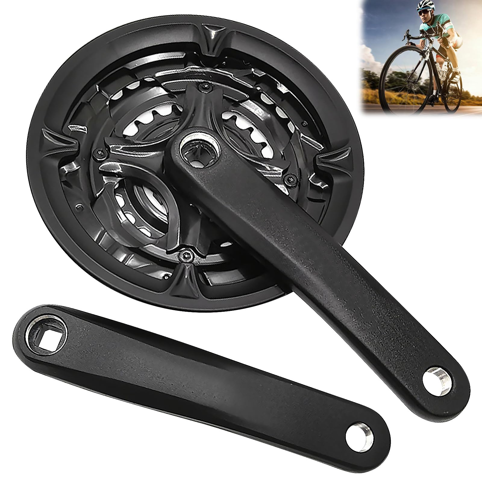 BORDEAG Guarnitura per Mountain Bike da 170 mm, 6/7/8-Fach Guarnitura per Bicicletta, Pedivella Bici, Guarnitura Corona Bicicletta con 24/34/42T, Lega di Alluminio, per Mountain Bike, MTB
