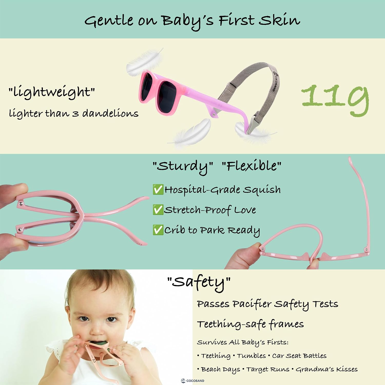 COCOSAND Flexible Polarized Baby Sunglasses with Strap image 4