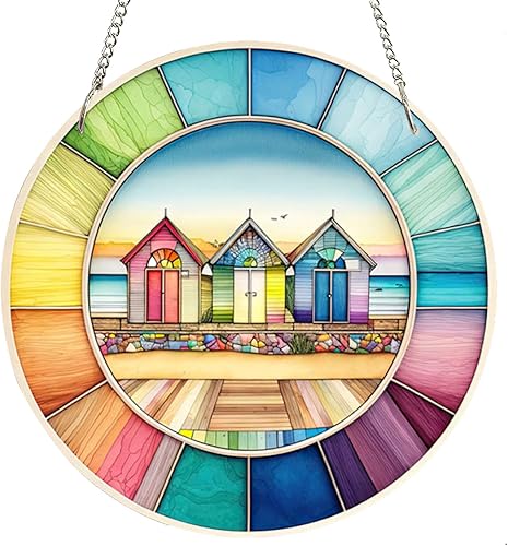 Atrapasoles de acrílico para ventana de 8 pulgadas, colgantes de panel manchado, decoración de pared, adorno colorido para decoración de interiores