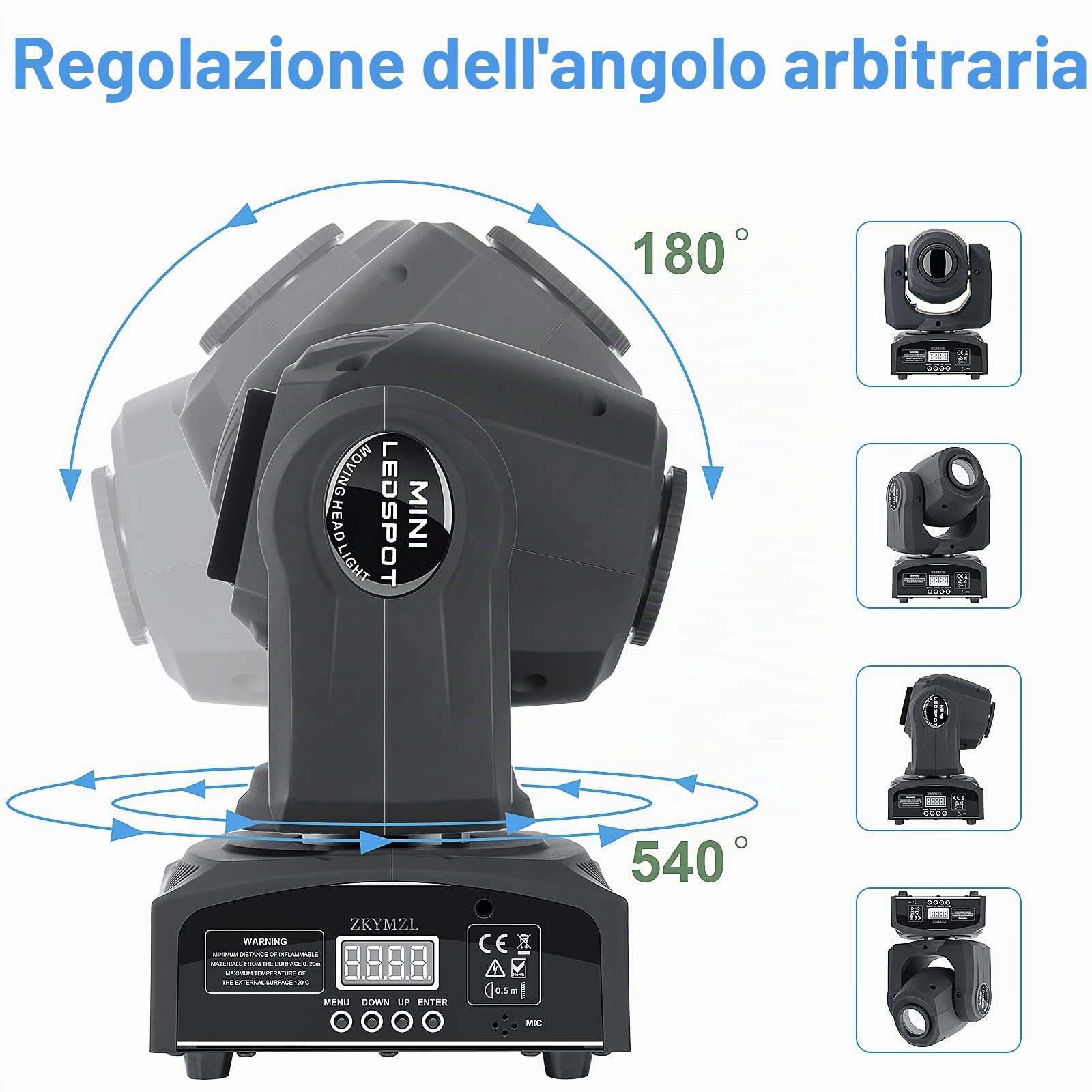 ZKYMZL Luci di testa in movimento 8 GOBO Rainbow DJ Lights Discoteca Lights 8 colori 9/11 canali strobo LED DMX512 Controllo per discoteca KTV Club Party