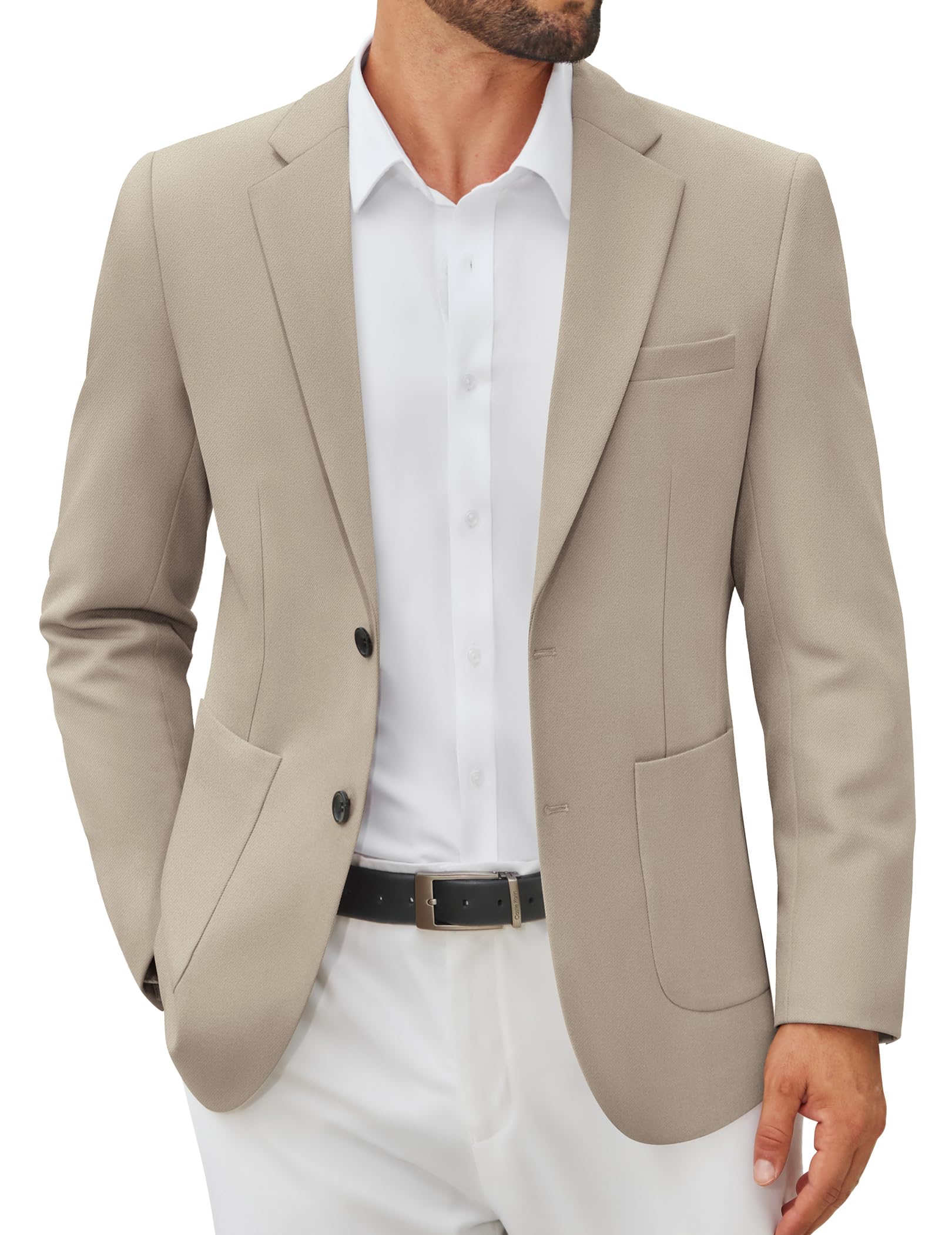 Men's Casual Blazer Jacket Slim Fit Two Button Suit Jackets Lightweight Knit Sport Coat