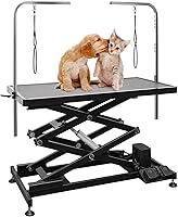 UDSONFY Heavy Duty Electric Dog Grooming Table Double X-Lift Adjustable 13-47" Anti-Slip for Large Dogs Black
