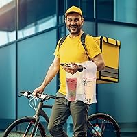 Vista 8 de MJOGGOTT Paquete de 500 bolsas de plástico transparente para beber, portavasos con asa, soporte desechable de agradecimiento para bebidas, café