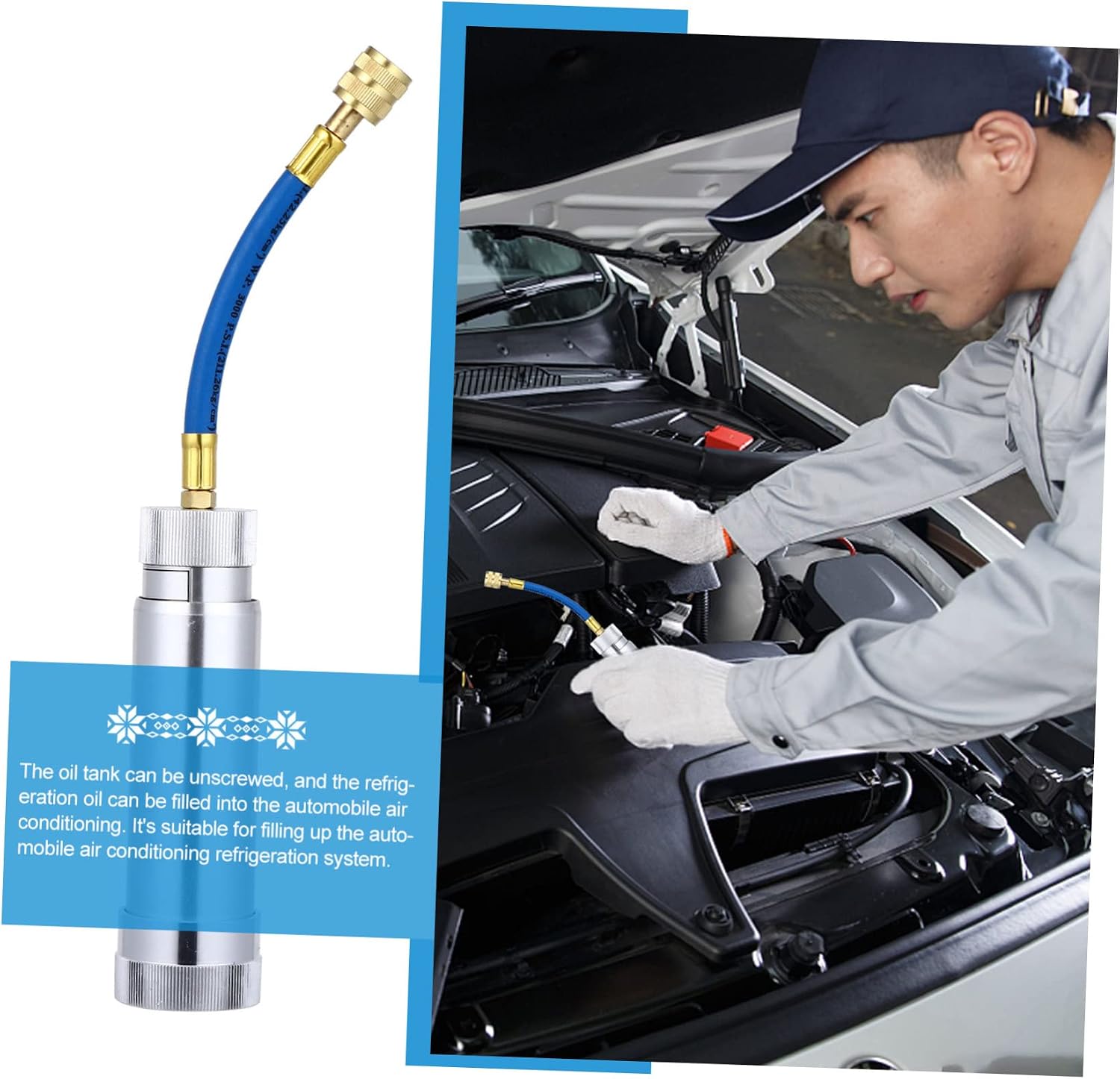 Oil Injector Tool Oil Injector High Pressure Filling Tube for Car Air Conditioning