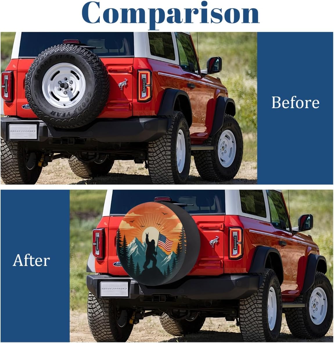 Bigfoot American Flag Spare Tire Cover Wheel Covers Protectors Waterproof Dust-Proof Universal Fit Trailer, RV, SUV and Many Vehicle 17 Inch,C-05 image 5