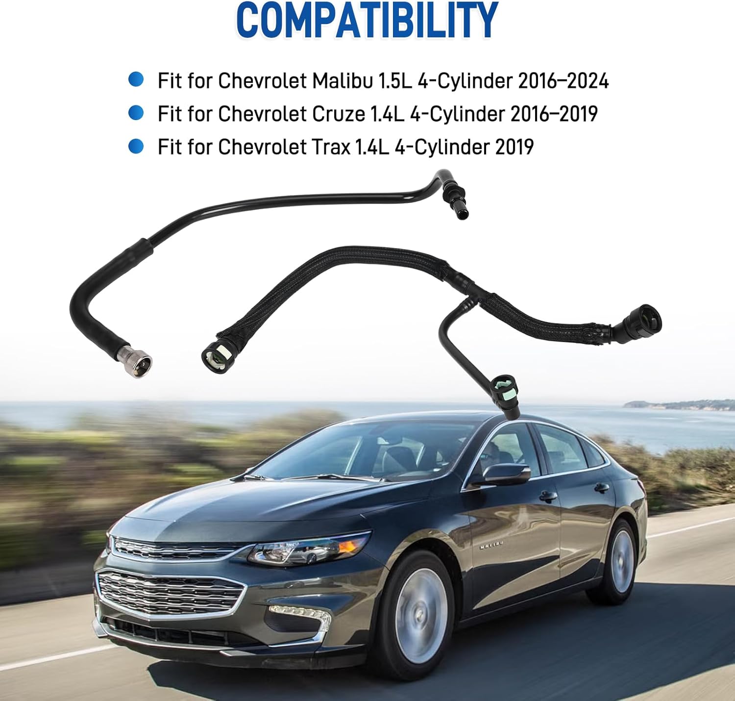 5pcs PCV Valve & Tube Repair Kit Compatible with Chevrolet Cruze 1.4L 16-19/Trax 1.4L 19/Malibu 1.5L 16-24 4-Cylinder, Replace 12640659 12637666 12673862 12665644 12685407