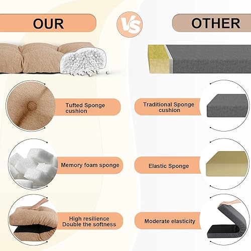 Miniatura 4 de ROFIEJOX Cojín de banco de 45 pulgadas, poliéster cepillado, espuma de alta densidad, parte inferior antideslizante, cojines suaves y duraderos,
