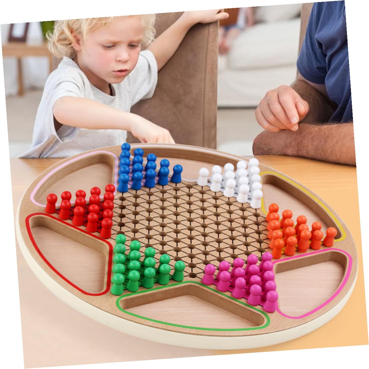 Mikikit Gioco da Tavolo Dama Cinese in Legno Set Educativo Gobang per Ragazzo Ragazza Gioco Cognitivo da Tavolo in Legno Massello Resistente per Sviluppo Intelligenza e Intrattenimento