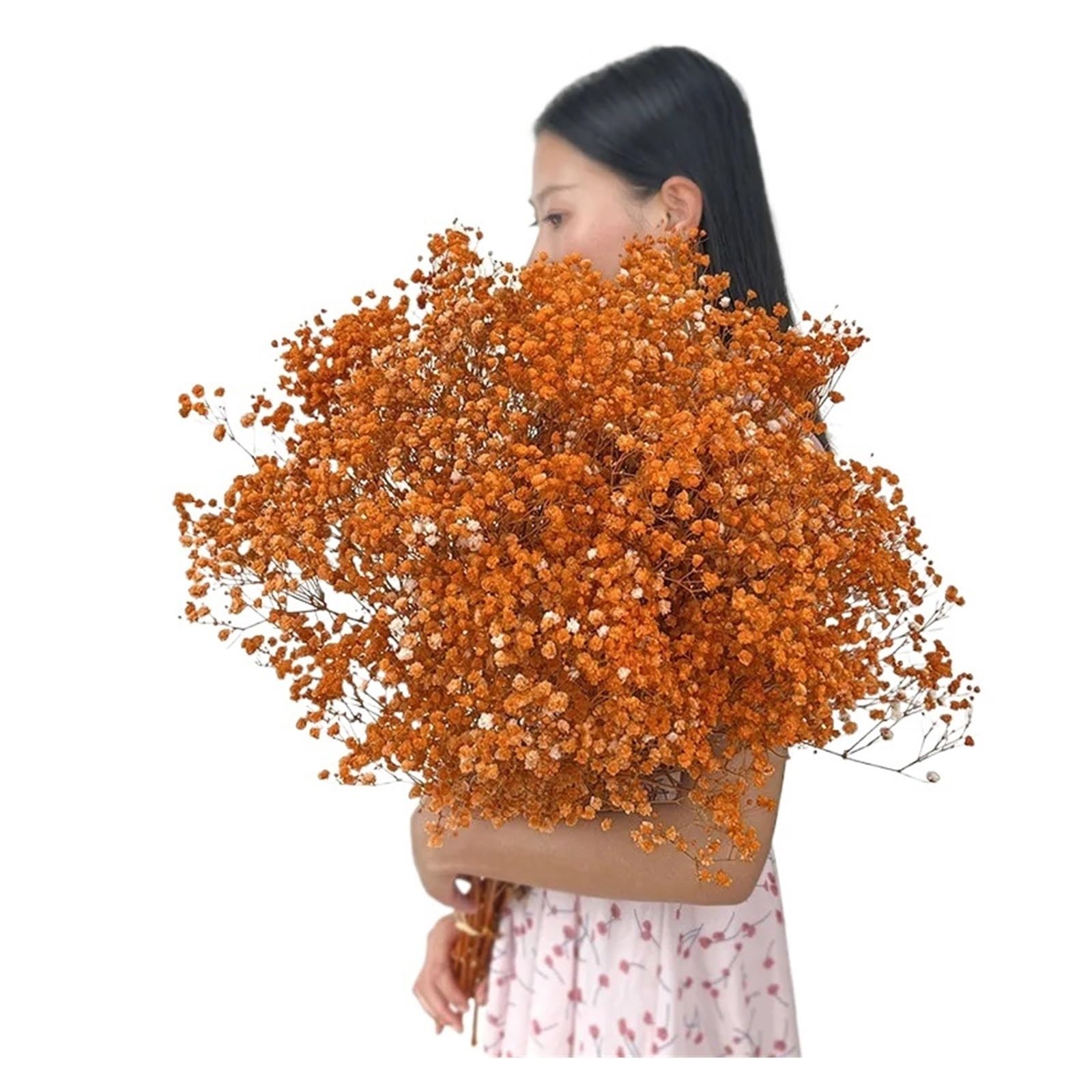 WJIAYAO dried gypsophila flowers Dried Baby Breath Flowers Gypsophila Bouquet Bridal Wedding Decoration Home Decor(Orange,80g)