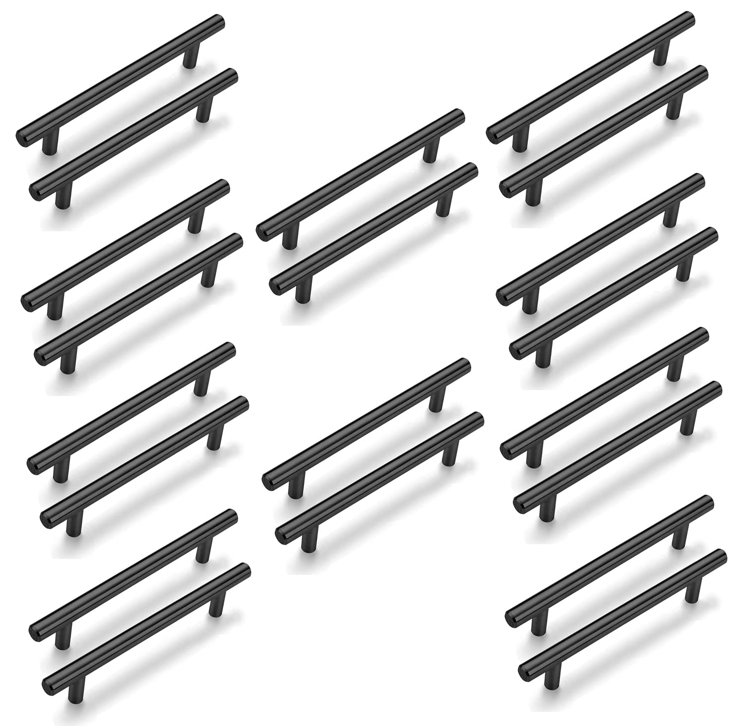 Modern Black T-Bar Cabinet Pulls - Stainless Steel Handles For Kitchen Drawers