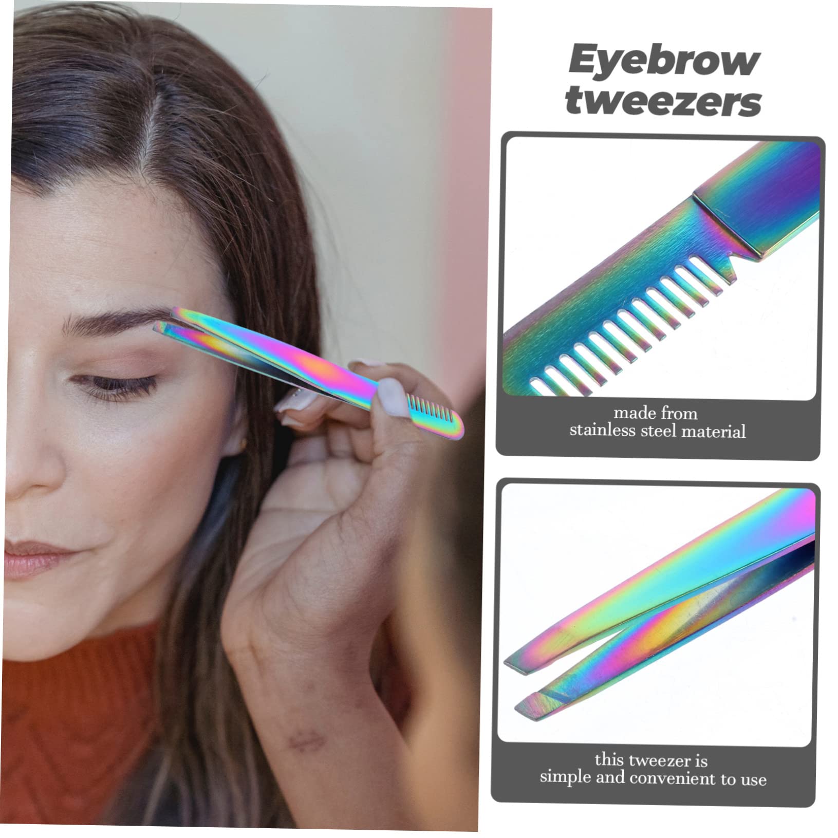 4-teiliges Pinzetten-Set Edelstahl - Für Augenbrauen, Wimpern, Bart, Inklusive Leder-Etui