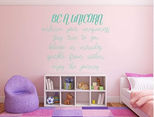 Miniatura 9 de Be a Unicorn Quote, Full Wall Mural Vinyl Decal for Girl's Bedroom or Baby Nursery Decor  Kids Playroom Decoration  Pink, Purple, Black, White,