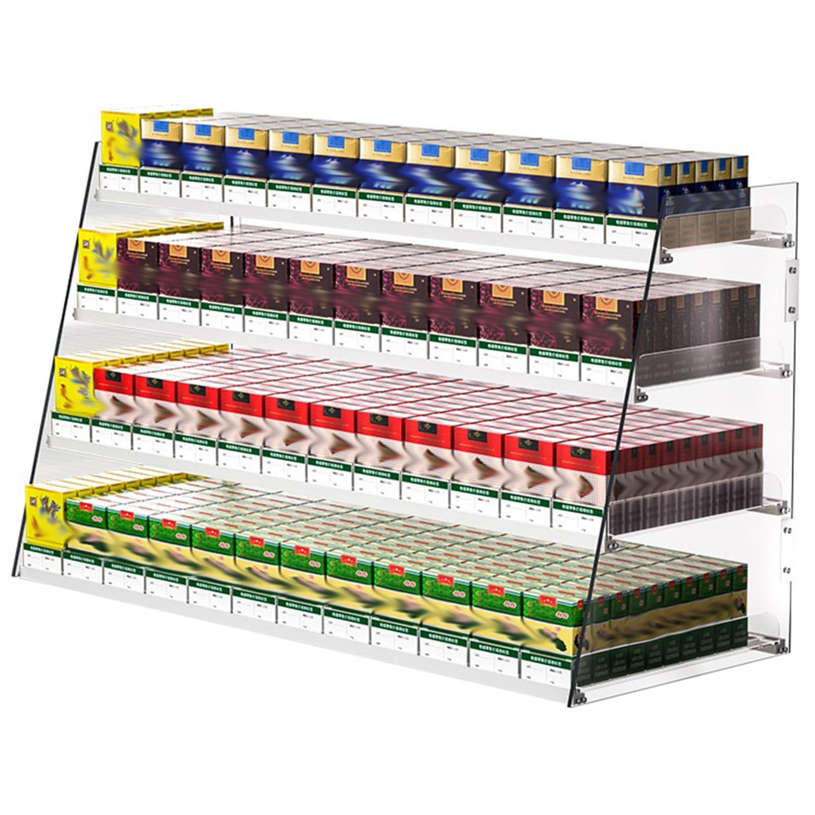 Wandmontierter Convenience Store Zigarettenregal，automatischer Zigarettenschieber-tablett-Tabak-ausstellungsstand，einzelhandelsgeschäft Acryl Auto Push Zigarettenschachtel Rack