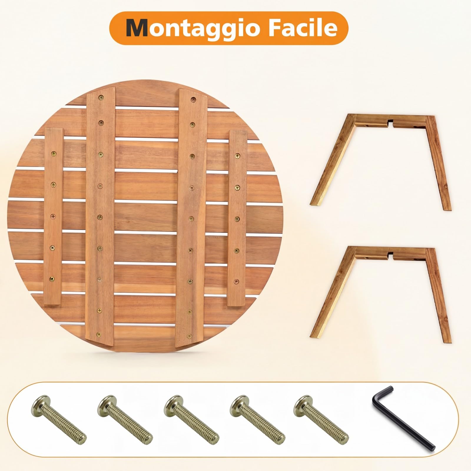 COSTWAY Tavolino da Esterno Compatto in Legno, 35x35x43 cm, Portata 75 kg