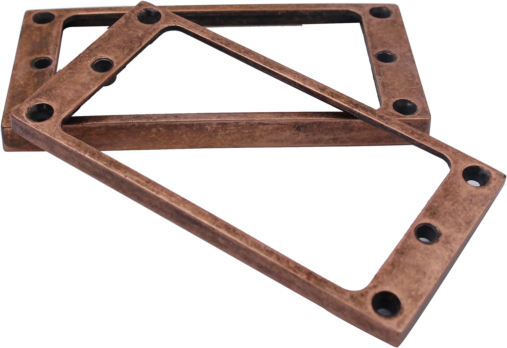 Guyker Flat Metal Humbucker Pickup Mounting Ring Set - Bridge Neck Pickups Cover Frame Replacement Part for Electric Guitar or Precision Bass(2PCS, bronze)