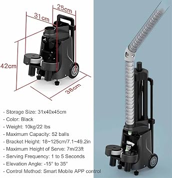 Automatic Badminton Serve Machine, Portable Badminton Training Device with Metal Bracket Adjustable Angles Automatic Rebound Badminton with Serving Frequency 1-5s/Ball