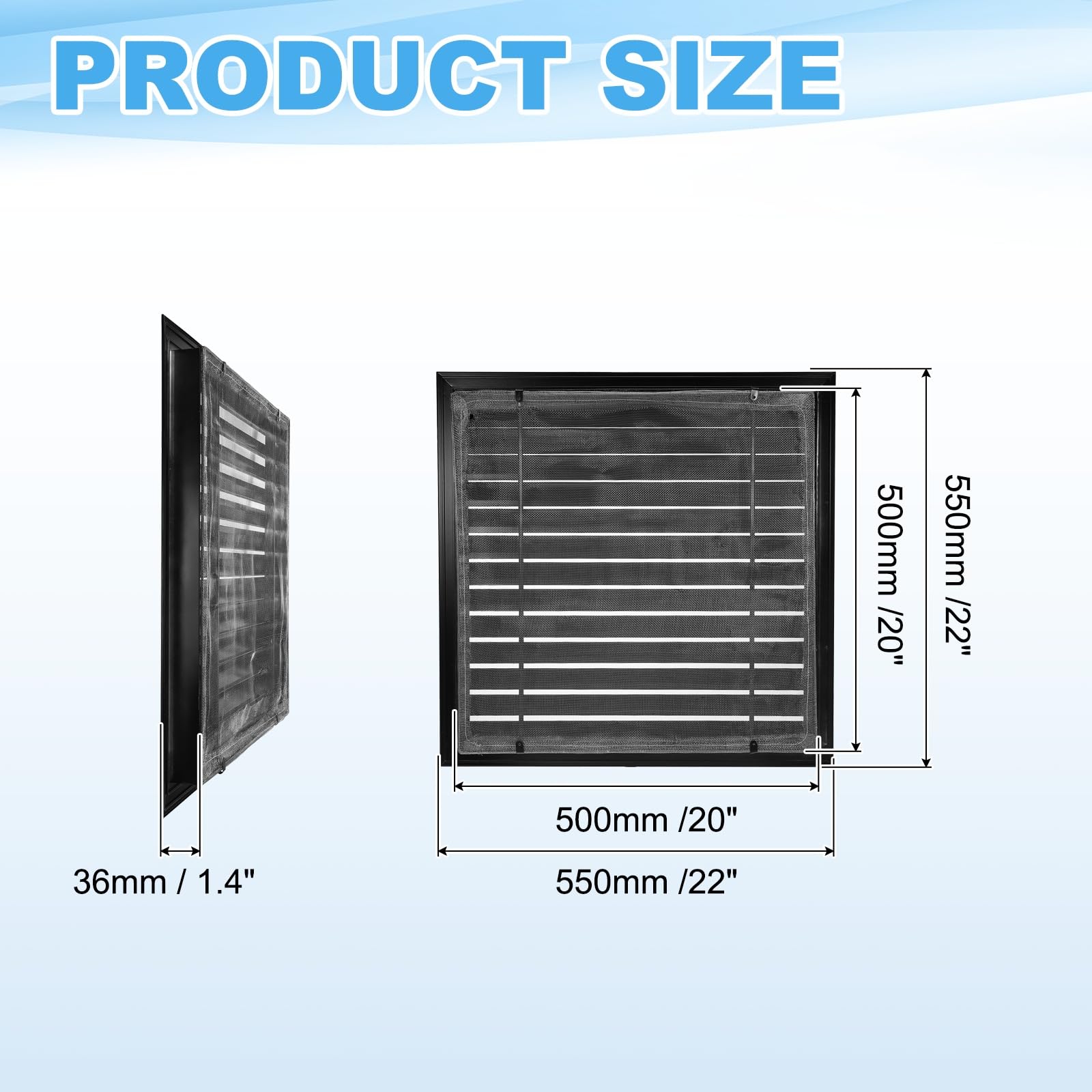 PATIKIL Rejilla De Ventilación De Aguilón 22 X 22 Pulgadas Aluminio Negro