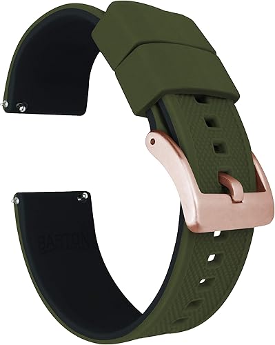 BARTON Elite Silicone Watch Bands - Gold Buckle Quick Release - Choose Color - 18mm, 19mm, 20mm, 21mm, 22mm, 23mm & 24mm Watch Straps
