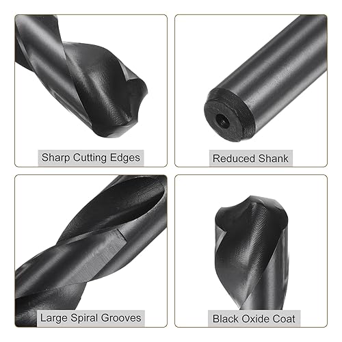 Miniatura 16 de uxcell Brocas helicoidales 9341 de acero de alta velocidad de óxido negro de 0.787 in (25/32 pulgadas), 2 unids 1/2" para aleación de aluminio metal