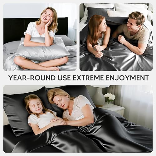 Miniatura 7 de Tokokimo Sábanas de satén tamaño King de 4 piezas  16 pulgadas de profundidad de bolsillo profundo, sábanas de cama suaves y sedosas, sin arrugas,