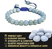 Vista 290 de Adjustable Crystal Bracelet – Gemstone Bead Bracelet with Adjustable Macrame String – Chic Gemstone Bracelet for Men and Women – 8mm Round Healing