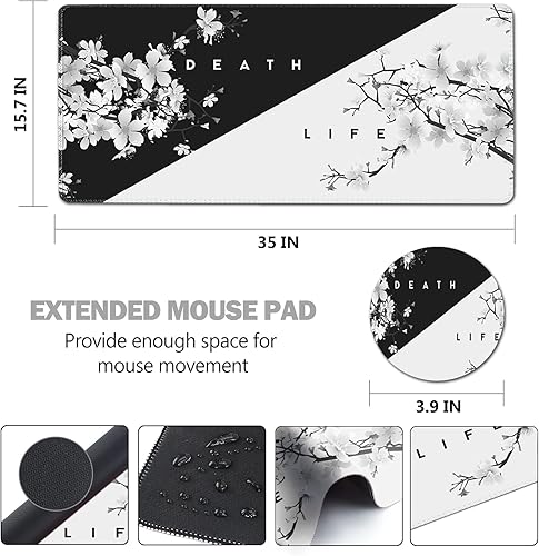 Miniatura 7 de AIMSA Alfombrilla de escritorio extendida para videojuegos, alfombrilla de mouse grande con bordes cosidos (35 x 15.7 pulgadas), alfombrilla para