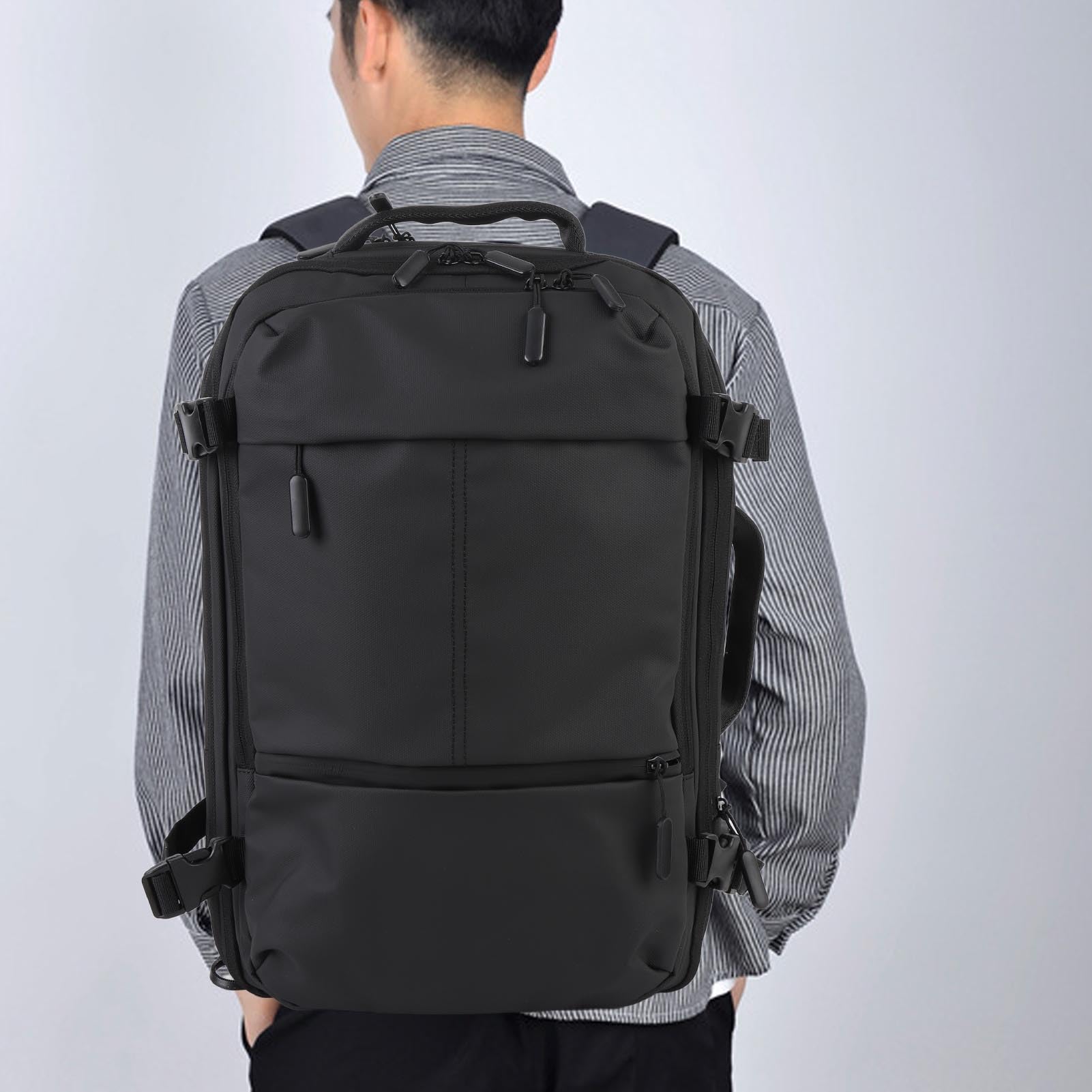 HEEPDD Torba Podróżna Możliwość Rozbudowy Bagaż Podręczny Kobiety Mężczyźni, Od 36 L do 55 L Przeciwdeszczowy Plecak Podróżny Port USB na Laptopa 17,3 Cala Pasek Samolotowy Podróż Służbowa Niezbędne