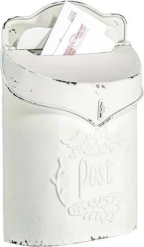 Red Co. Buzón decorativo de metal envejecido de 10.5 x 15 pulgadas, para montaje en pared, color blanco
