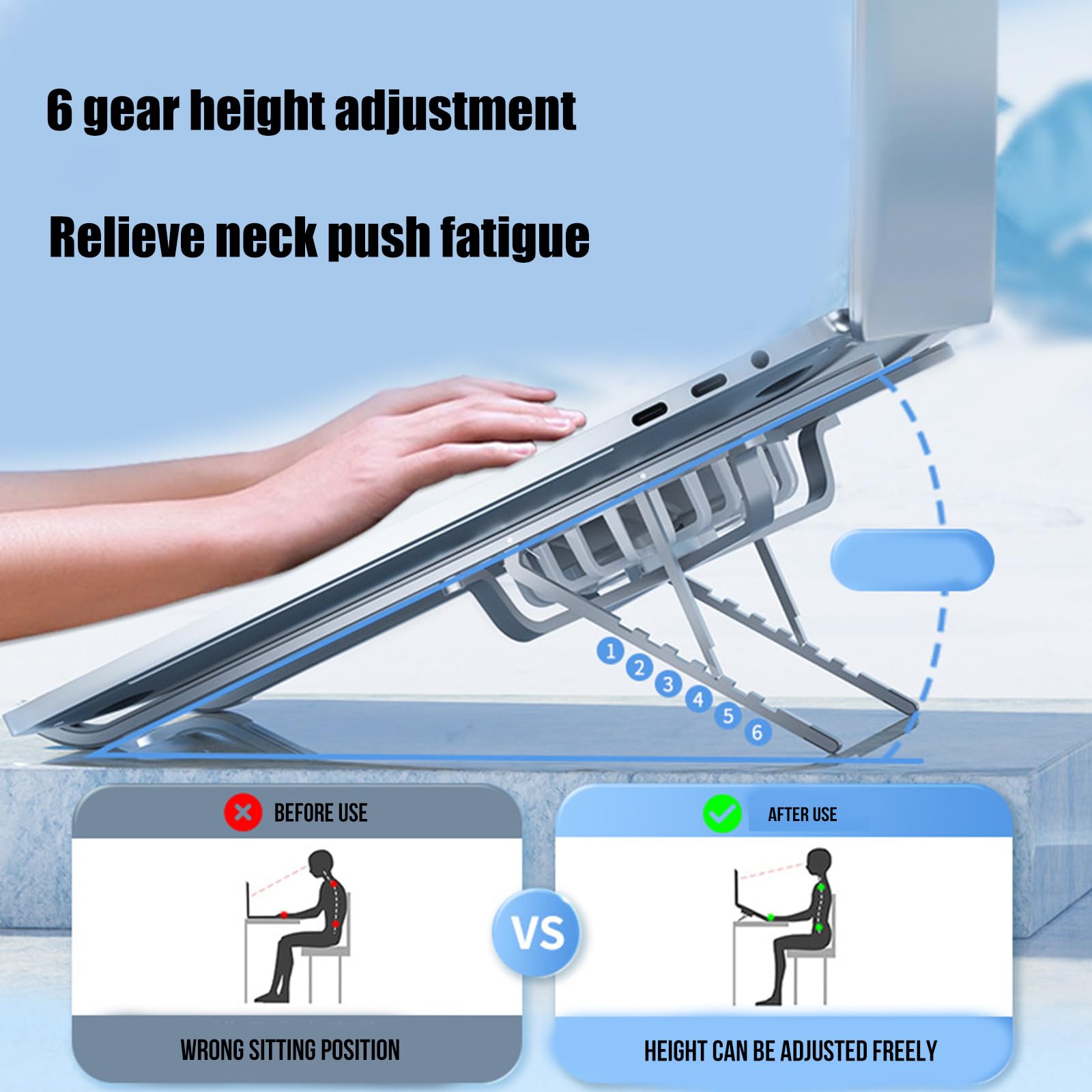 Supporto regolabile in alluminio per computer portatile con ventola di raffreddamento, per notebook da 13 a 21 pollici, raffreddamento efficace del calore