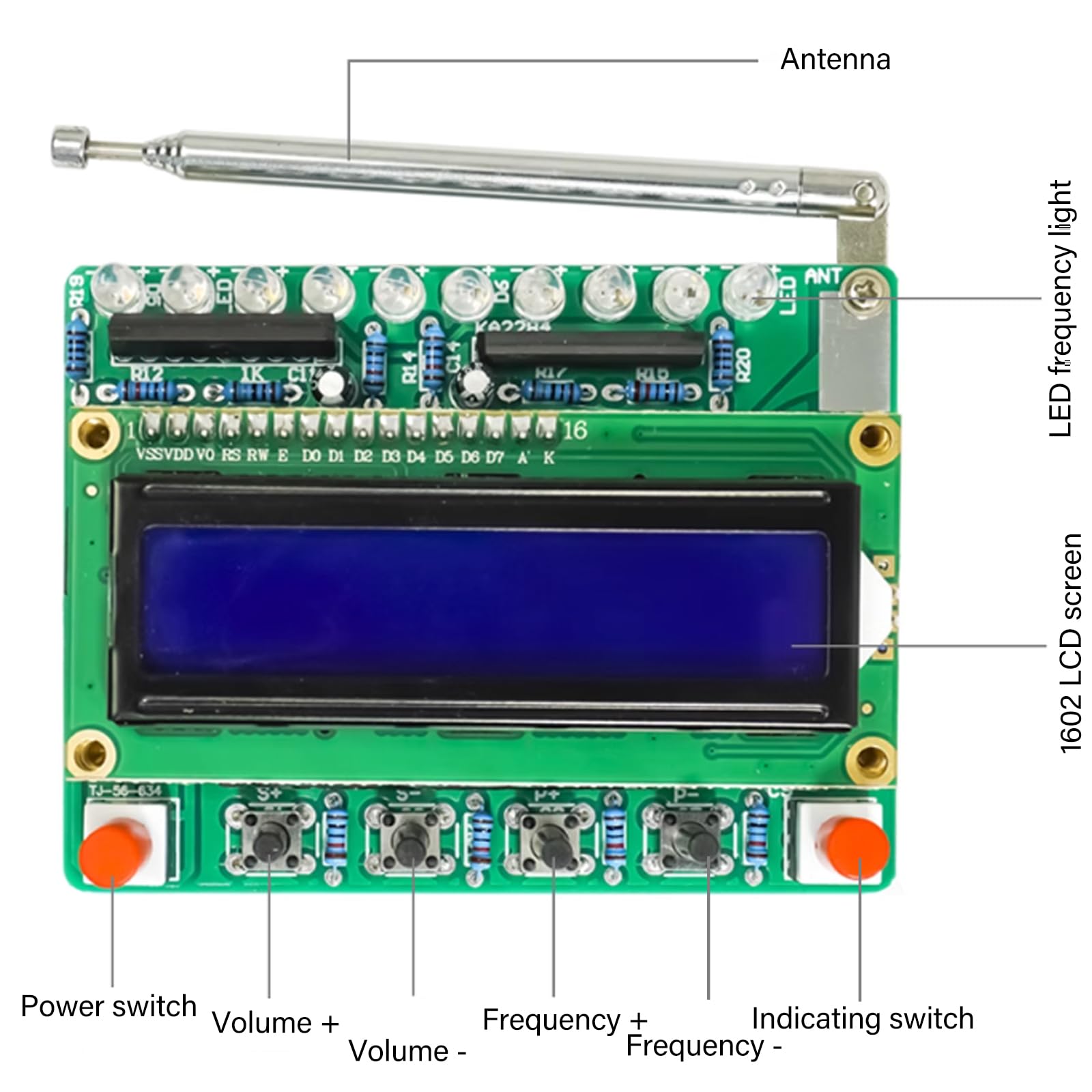 Lötübungs Kit, FM Radio Kits, DIY Elektronik Löt, Lötprojekte Bausatz Radio Modul, FM 87-108 MHz Drahtloser Empfänger zum Lernen und Lehren