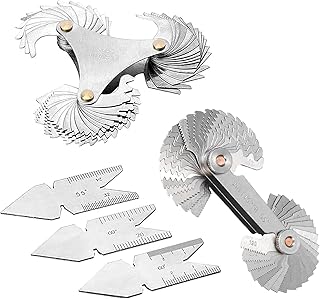 5 Pcs Thread Pitch Gauges Measure Tool Set,Stainless Steel Thread Gauges 3 Pcs 55 & 60 Degree Metric System Centre Gage + 51Pcs America SAE Type + 52 Pcs Metric & America SAE Type & British Whitworth