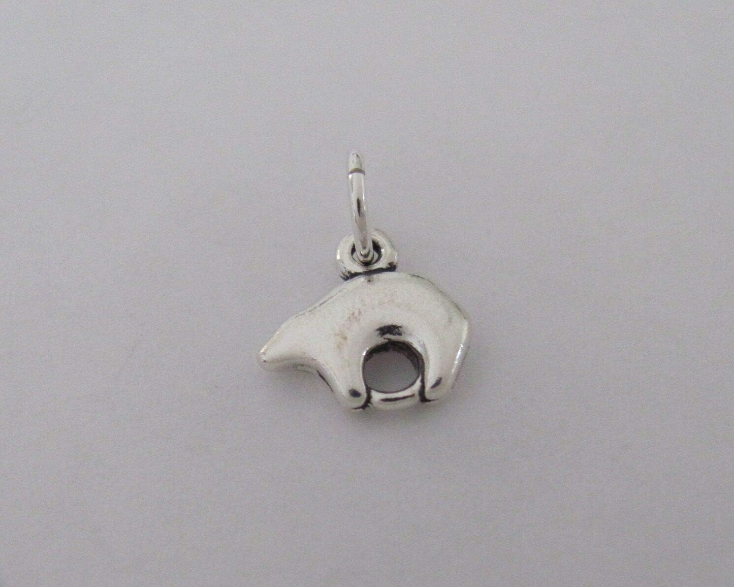 New Sterling Silver Western Style Bear Textured Finish Small Charm ME0254MOOO