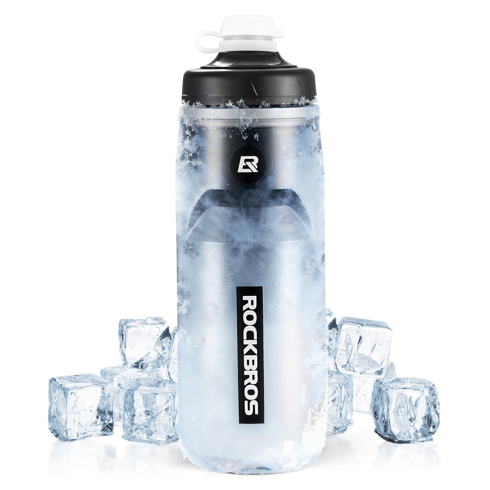 ROCKBROS Water Bottle 620 ml Leak-Proof Sports Bottle Road Bike Mountain Insulated Bottle Sports Outdoor Drinking Bottle Squeezable Water Bottle, Black and White — image 1