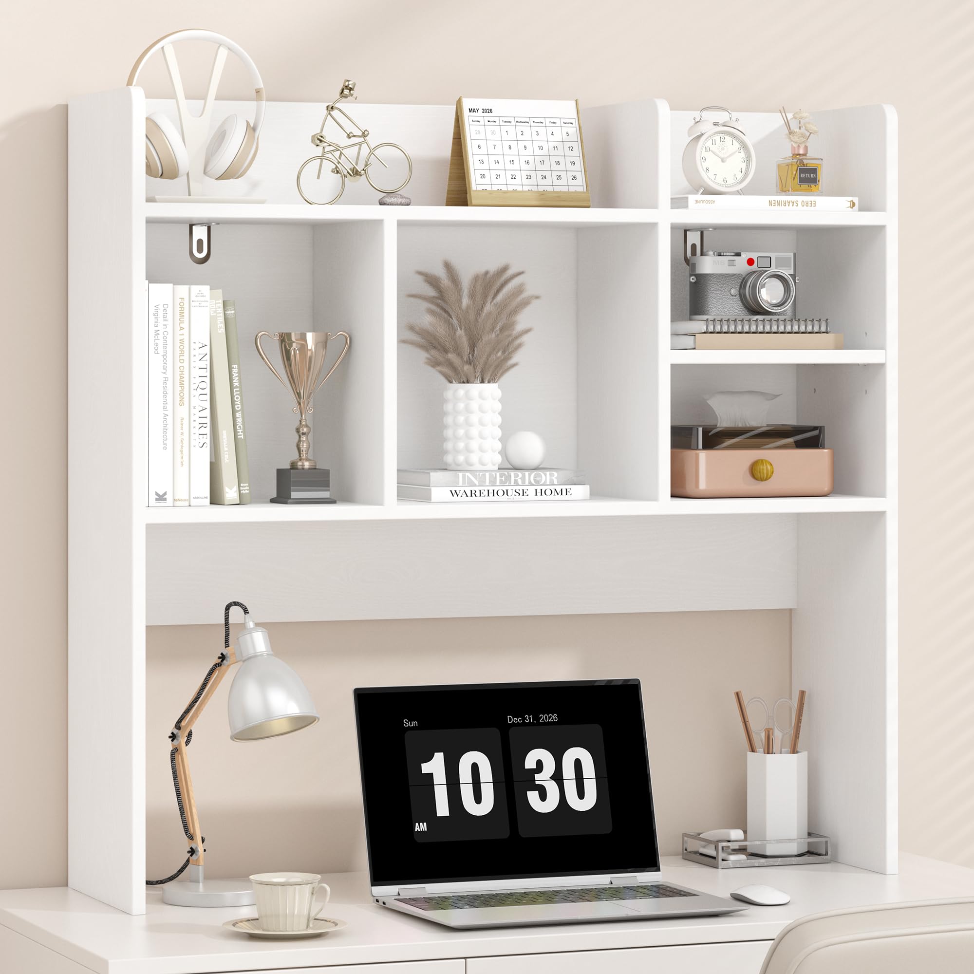 Photo 1 of FUNHUKSON Desk Hutch with 6 Shelves, White