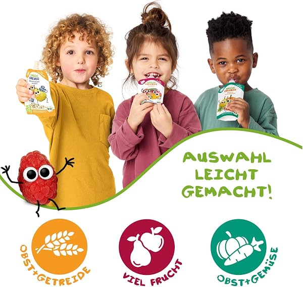 FRECHE FREUNDE Bio Quetschie Apfel, Birne, Karotte & Kürbis, Fruchtmus mit Gemüse im Quetschbeutel für Babys ab dem 6. Monat, vegan, 6er Pack (6 x 100g) - 5