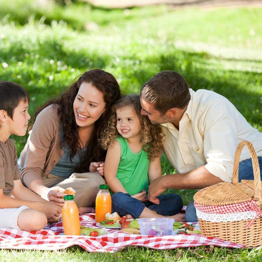 Atyhao Cestas de Picnic de Mimbre Cesta con Tapa y Asa, Cestas de Regalo de Mimbre Cesta de Picnic Tejida de Sauce Ovalada Vacía Cesta de Dulces Cesta de Almacenamiento Cesta de Boda