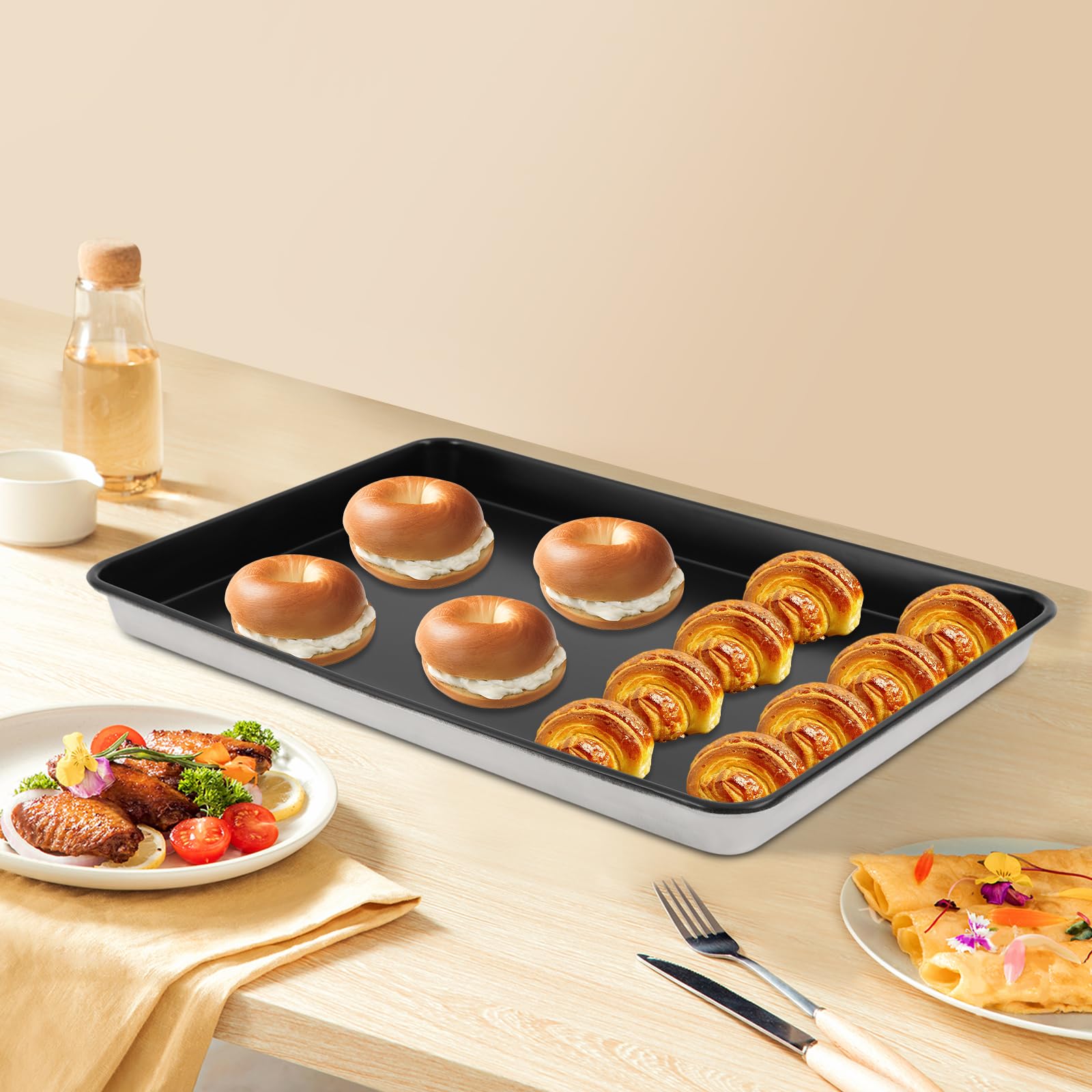 Teglia da forno antiaderente 60 x 40 cm, per lasagne, teglia da forno con rivestimento antiaderente, rettangolare per forno