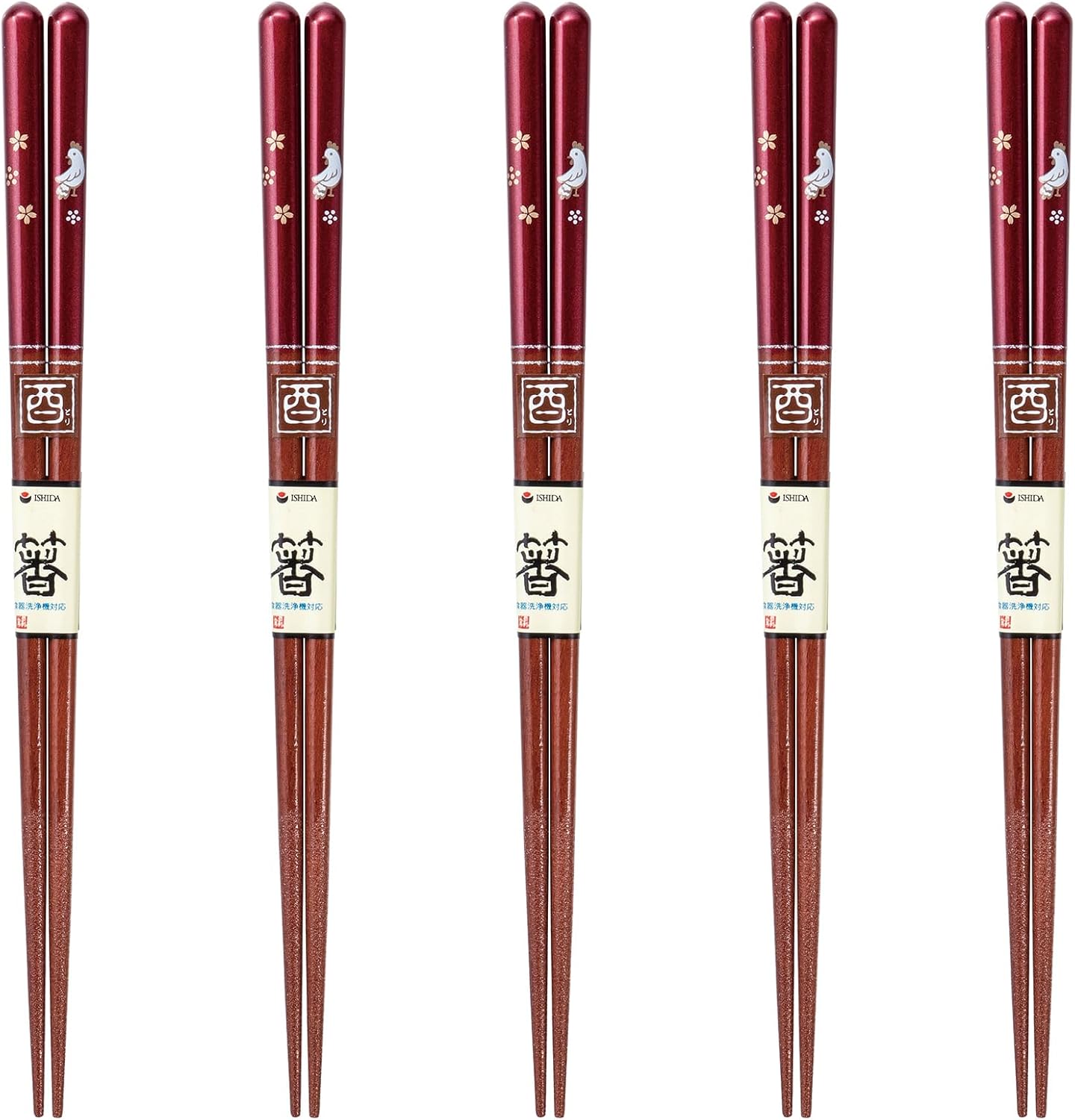J-kitchens PID585377 Japanese Food Chopsticks, Set of 5 Pairs, Material: Wood, Chopsticks, Dishwasher Safe, Made in Japan