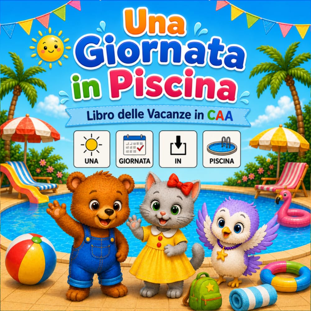 Una Giornata in Piscina – Libro delle Vacanze in CAA: Leggo, Osservo, Imparo – Libro Storia in CAA con Pittogrammi per Bambini