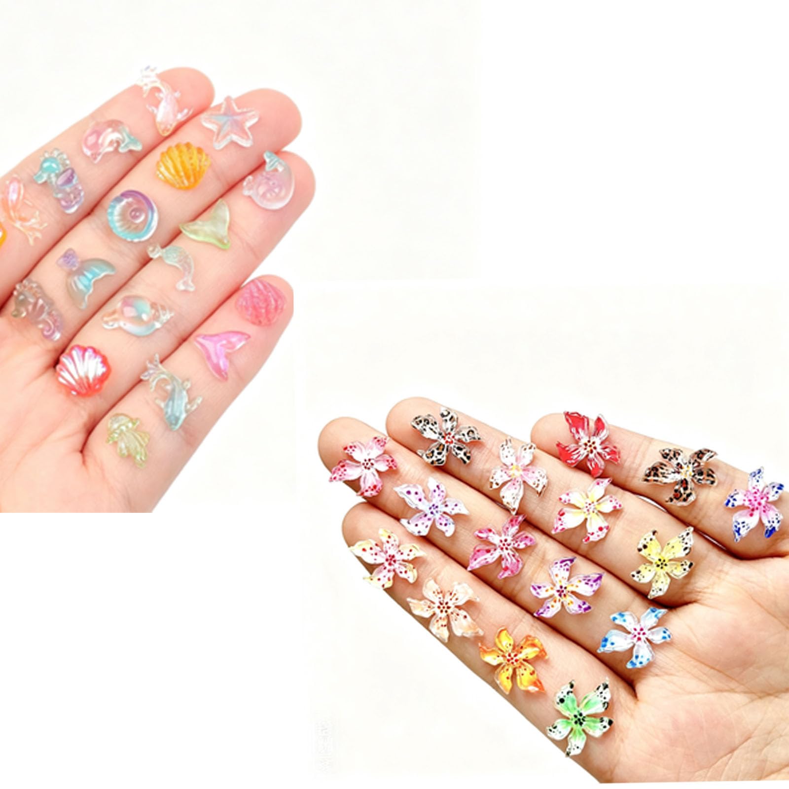 150Pcs Nail Charms, Spring Nails and Nail Art Charms Set, DIY Nail Art Creation and Home Manicure Sessions, Marine Theme and Floral Theme Accessories Pack-image-7